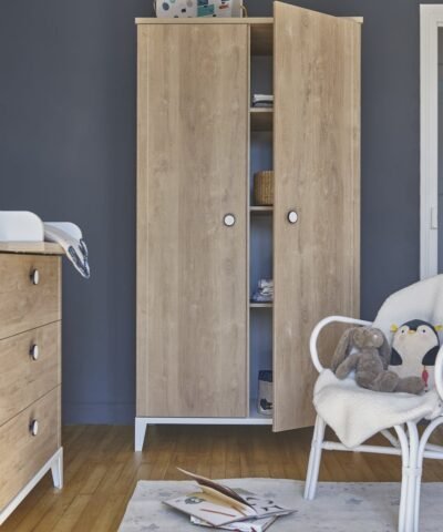 Kinderschrank 2 türen Eiche-blond-Weiss MARCEL – Bild 4