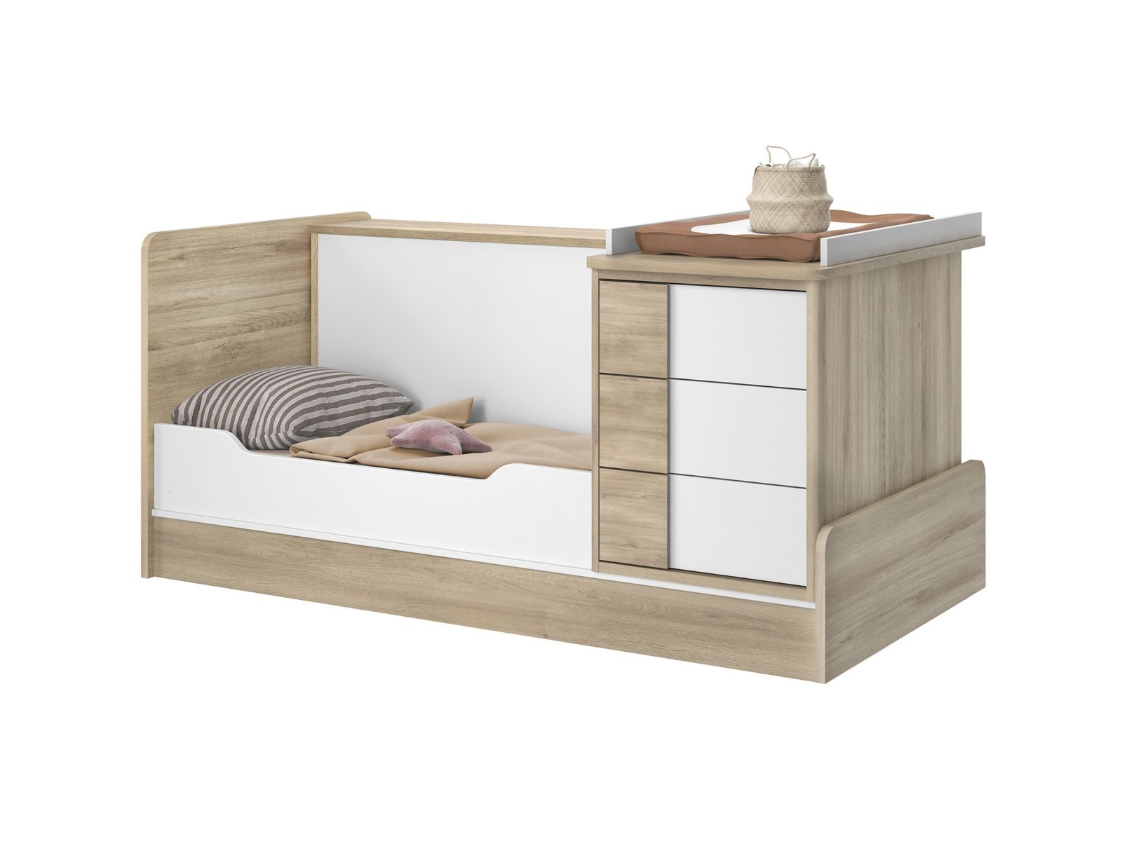 Kinderbett kompakte, skalierbare 70x140 Eichen SACHA – Bild 3
